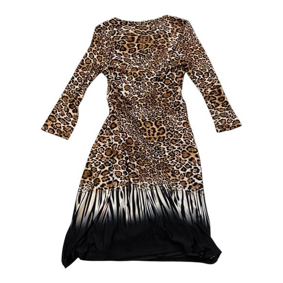 Frank Lyman Design Animal Print Dress - Long Sleeve Midi - Sixe 8 - Picture 6 of 16